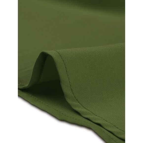 Ruffled Business Office Vintage Sleeveless Work Blouses Top Army Green - Picture 5 of 6